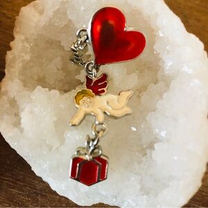Vintage Macys Enamel Cupid Valentines Day Brooch